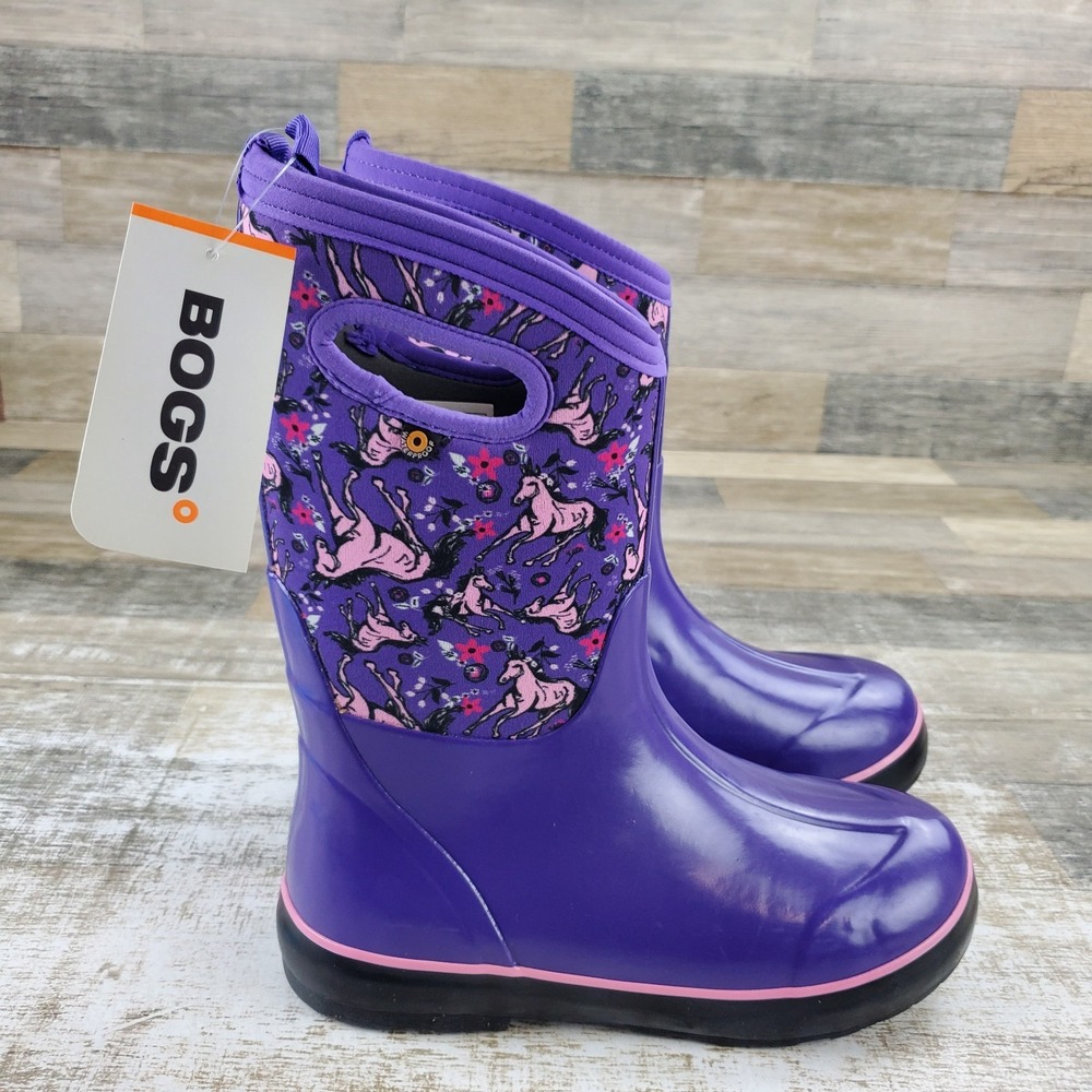 Bogs Classic II Unicorn Awesome Kids Boots Sz 6 Purple Pink Rubber Round Toe